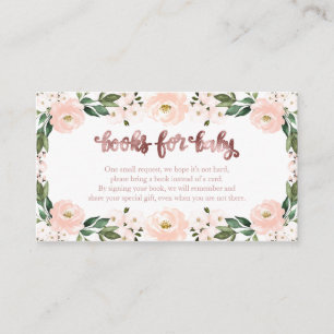 Lovely Pink Floral Baby Shower Books For Baby  Enclosure Card