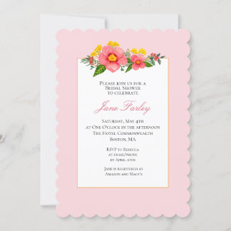 Lovely Pink Floral Bridal Shower Invitation