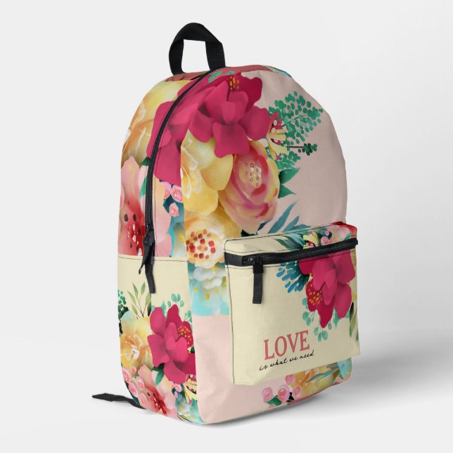 Lovely Pink Flowers Backpack (Back Corner Left)