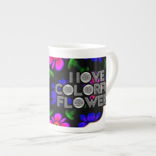 Lovely Pink Flowers Pattern Bone China Mug