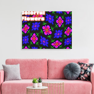 Lovely Pink Flowers Pattern Canvas Print