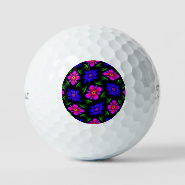 Lovely Pink Flowers Pattern Golf Balls (Front)