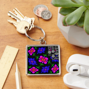 Lovely Pink Flowers Pattern Key Ring