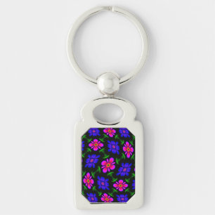 Lovely Pink Flowers Pattern Key Ring