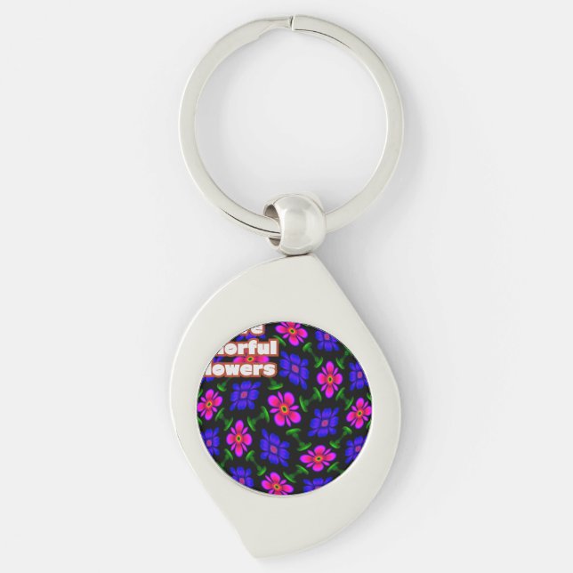 Lovely Pink Flowers Pattern Key Ring (Front)