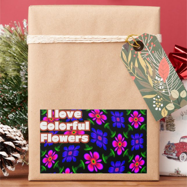 Lovely Pink Flowers Pattern Rectangular Sticker (Holiday)