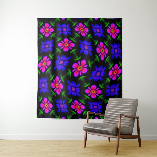 Lovely Pink Flowers Pattern Tapestry (In Situ)