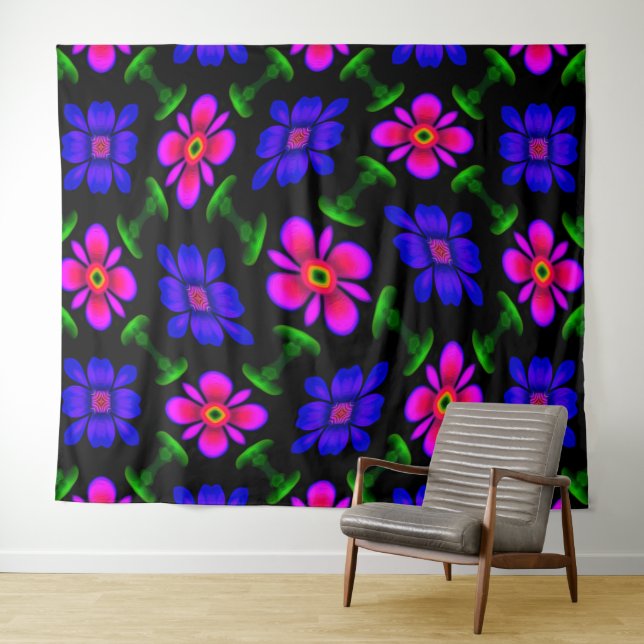 Lovely Pink Flowers Pattern Tapestry (In Situ (Horizontal))