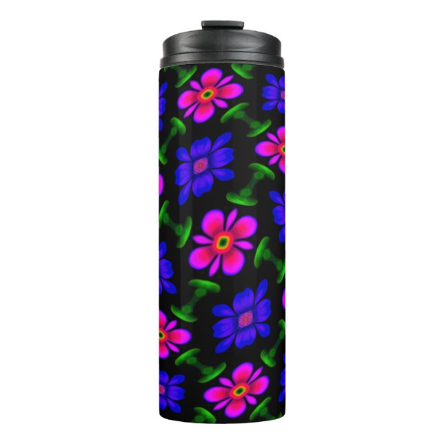 Lovely Pink Flowers Pattern Thermal Tumbler (Front)