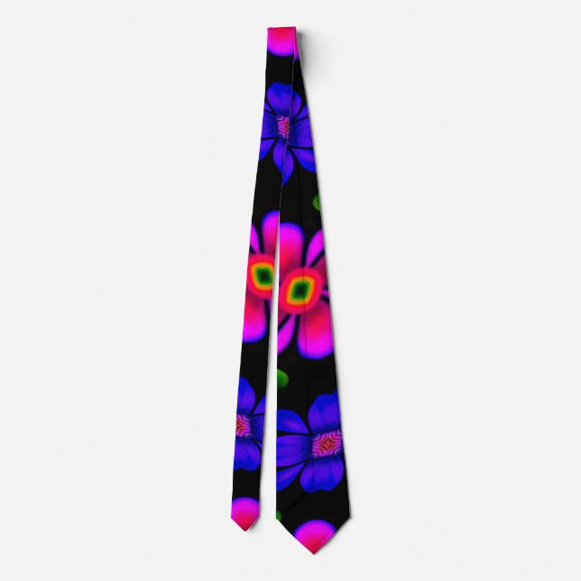 Lovely Pink Flowers Pattern Tie (Back)