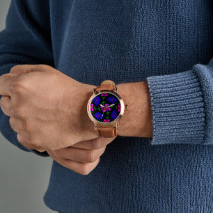 Lovely Pink Flowers Pattern Watch