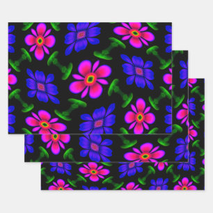 Lovely Pink Flowers Pattern Wrapping Paper Sheet