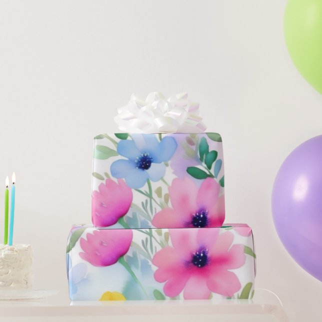 Lovely pink flowers Wrapping Paper (Party Gifts)