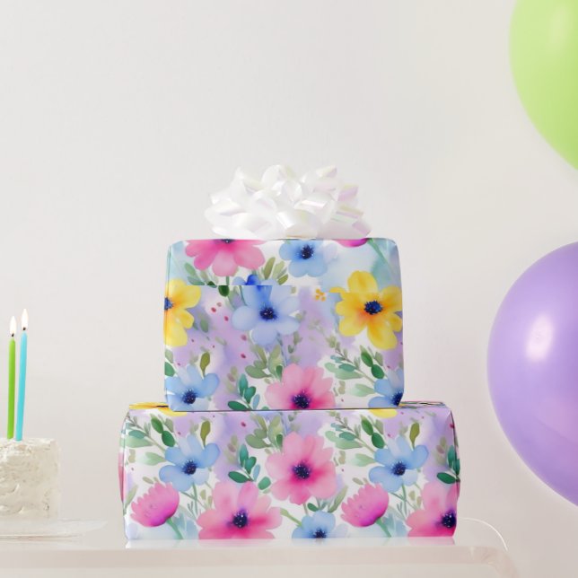 Lovely pink flowers Wrapping Paper (Party Gifts)