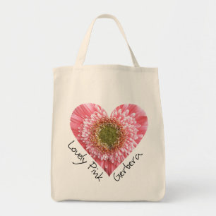 Lovely pink gerbera - Heart shape Tote Bag