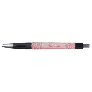 Lovely Pink Giraffe Pattern With Monogram and Name