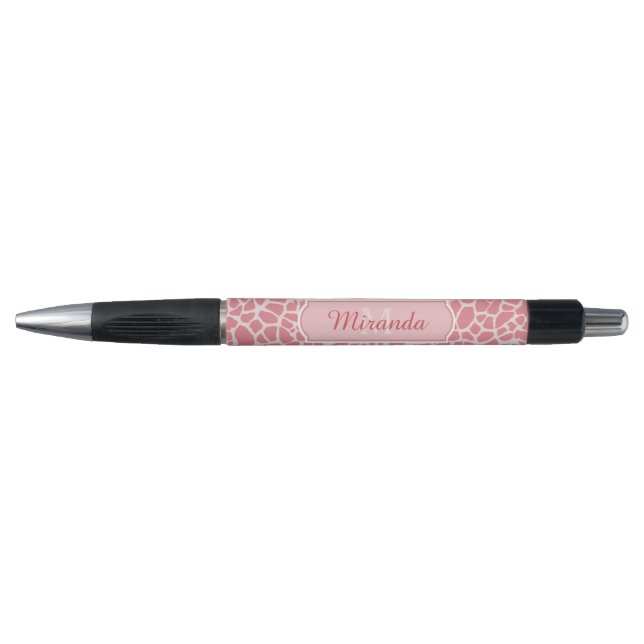 Lovely Pink Giraffe Pattern With Monogram and Name (Front)