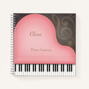 Lovely Pink Grand Piano Music Lover's Personalised Notebook