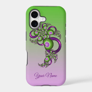 Lovely Pink Green Hearts Abstract Fractal Name