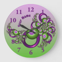 Lovely Pink Green Hearts Modern Fractal Name