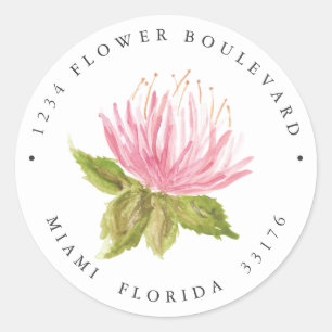 Lovely Pink green succulent flower Return address Classic Round Sticker