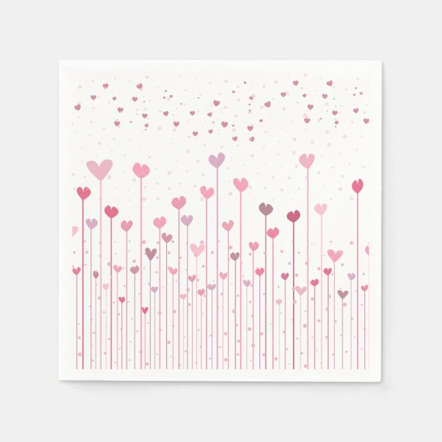 Lovely Pink Hearts Valentine's Day | Napkin (Front)