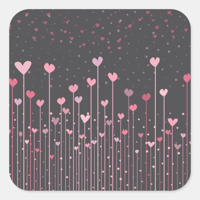 Lovely Pink Hearts Valentine's Day Sticker Seal (Front)