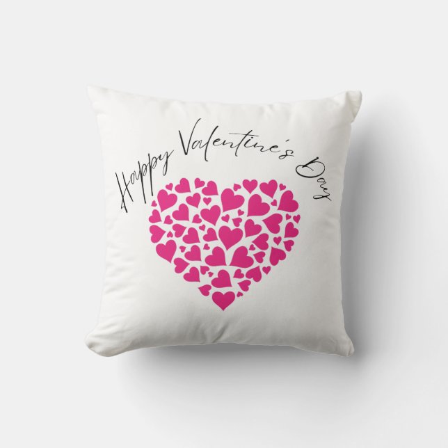 Lovely Pink Hearts Valentine's Day Throw Pillow (Front)