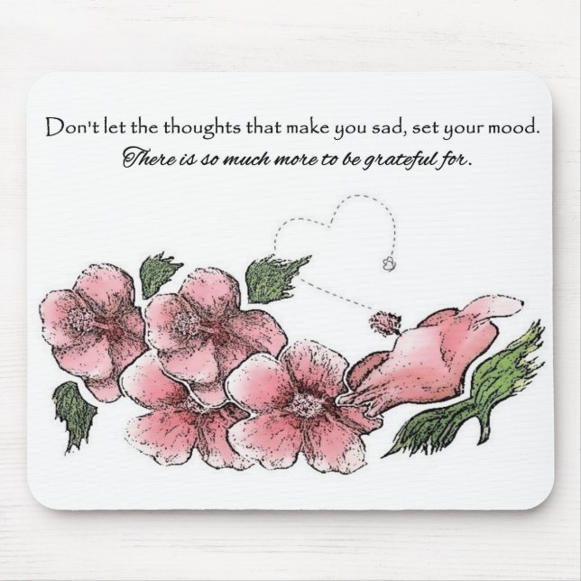 Lovely Pink Hibiscus with Quote Mouse Mat (Front)