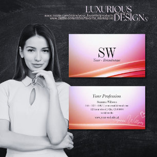 Lovely Pink Lilac Ombre Curved Decor with Monogram Business Card