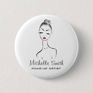 Lovely pink lips make up artist  branding 6 cm round badge