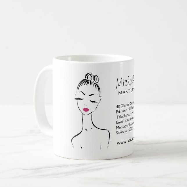 Lovely pink lips make up artist  branding coffee mug (Front Left)