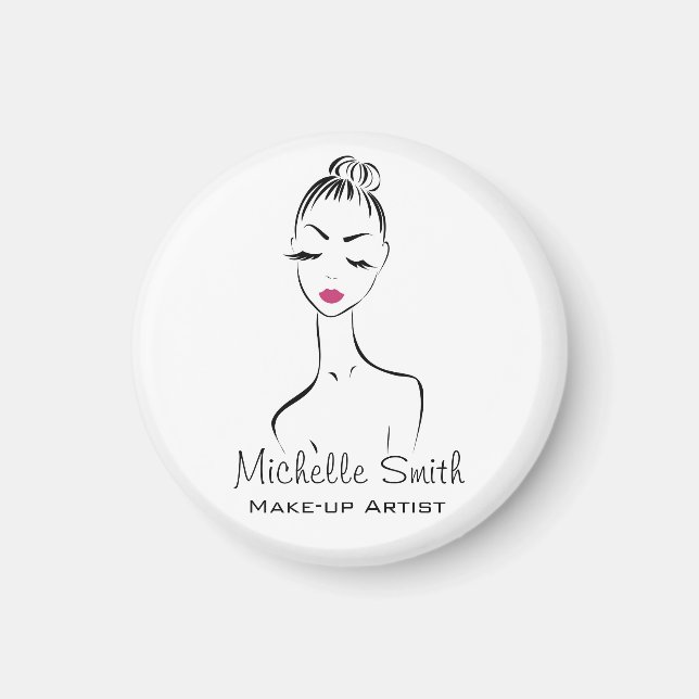 Lovely pink lips make up artist  branding magnet (Front)