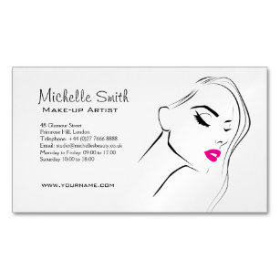 Lovely pink lips make up artist  branding 	Magnetic business card