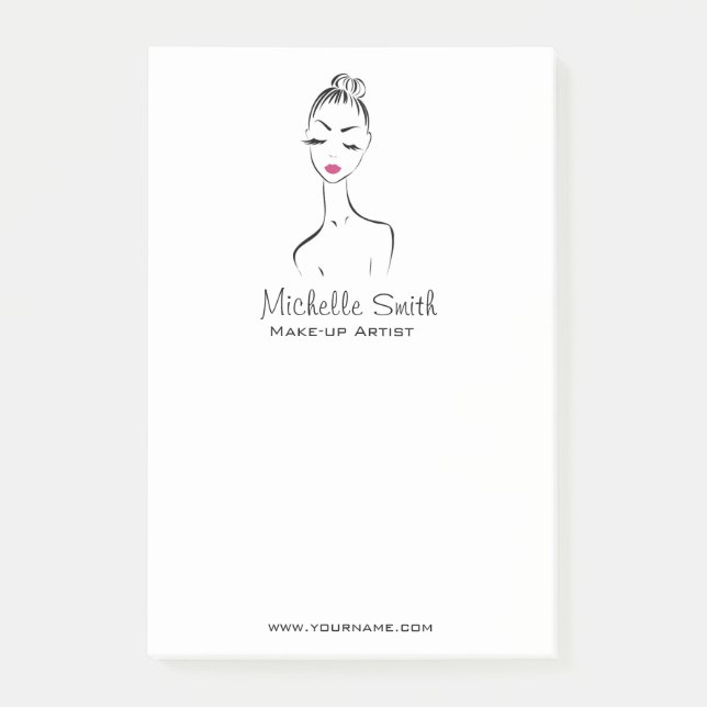 Lovely pink lips make up artist  branding post-it notes (Front)