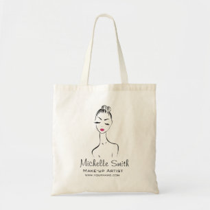Lovely pink lips make up artist branding tote bag