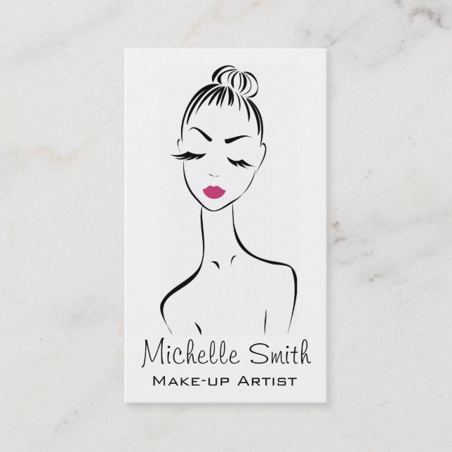 Lovely pink lips make up artist business card (Front)