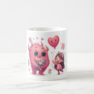 Lovely Pink Monster & The Girl Coffee Mug
