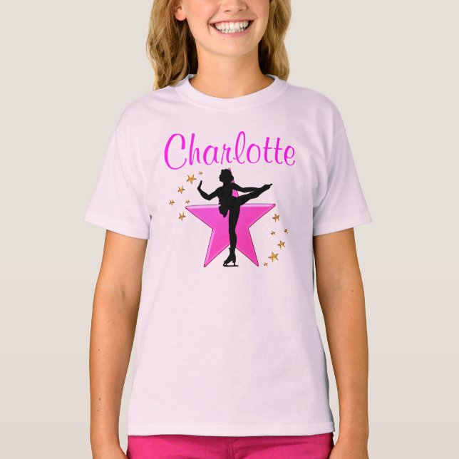 LOVELY PINK PERSONALIZED SKATING PRINCESS APPAREL T-Shirt (Front)