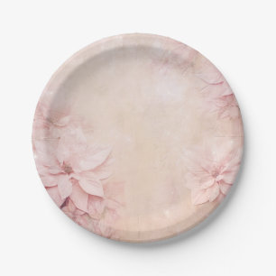Lovely Pink Poinsettia Paper Plate