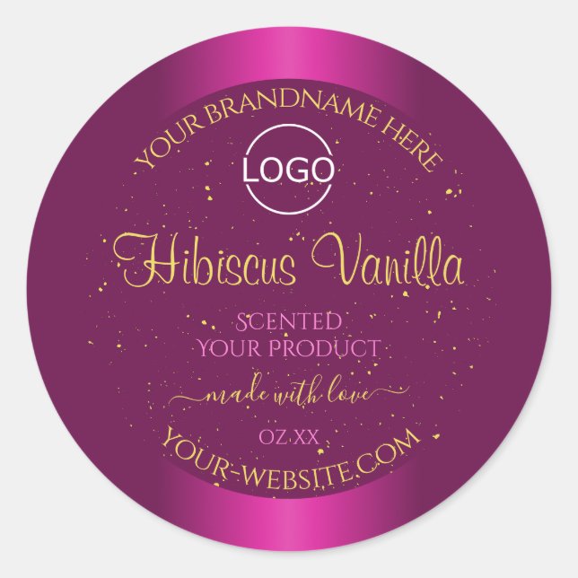 Lovely Pink Product Labels Gold Soft Glitter Logo (Front)