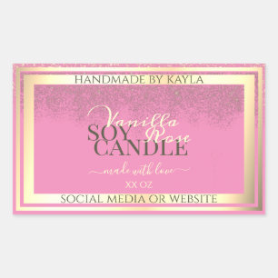 Lovely Pink Product Packaging Labels Gold Frame