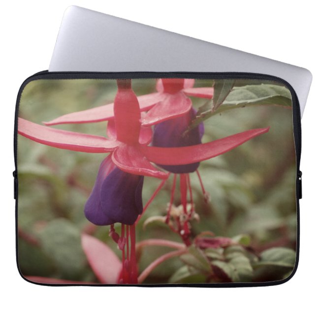 Lovely Pink Purple Flowers Neoprene Laptop Sleeve (Front)