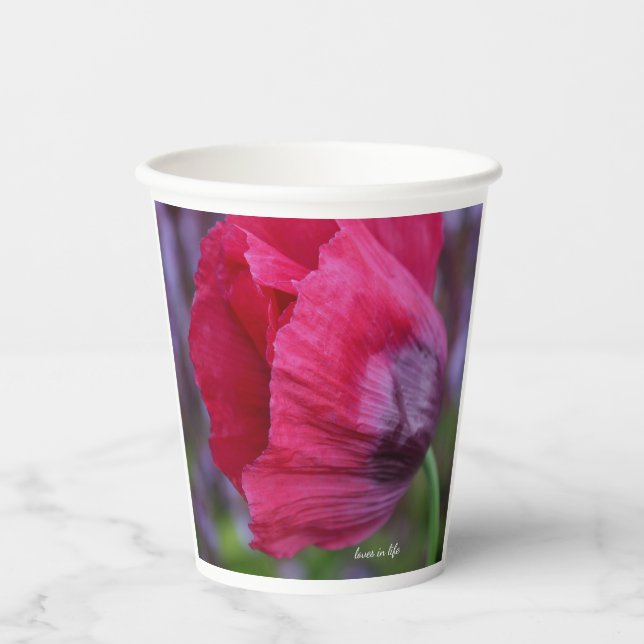 Lovely Pink & Purple Poppy Paper Cups (Front)