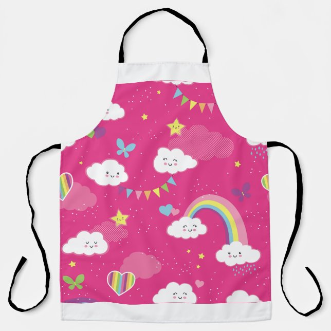 Lovely Pink Rainbow Sky repeating pattern. A seaml Apron (Front)