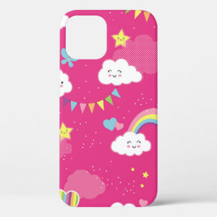 Lovely Pink Rainbow Sky repeating pattern. A seaml iPhone 12 Case
