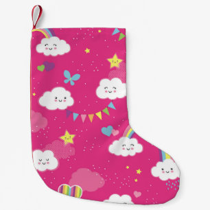 Lovely Pink Rainbow Sky repeating pattern. A seaml Small Christmas Stocking