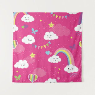 Lovely Pink Rainbow Sky repeating pattern. A seaml Tapestry