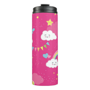 Lovely Pink Rainbow Sky repeating pattern. A seaml Thermal Tumbler