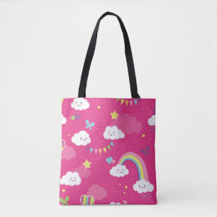 Lovely Pink Rainbow Sky repeating pattern. A seaml Tote Bag